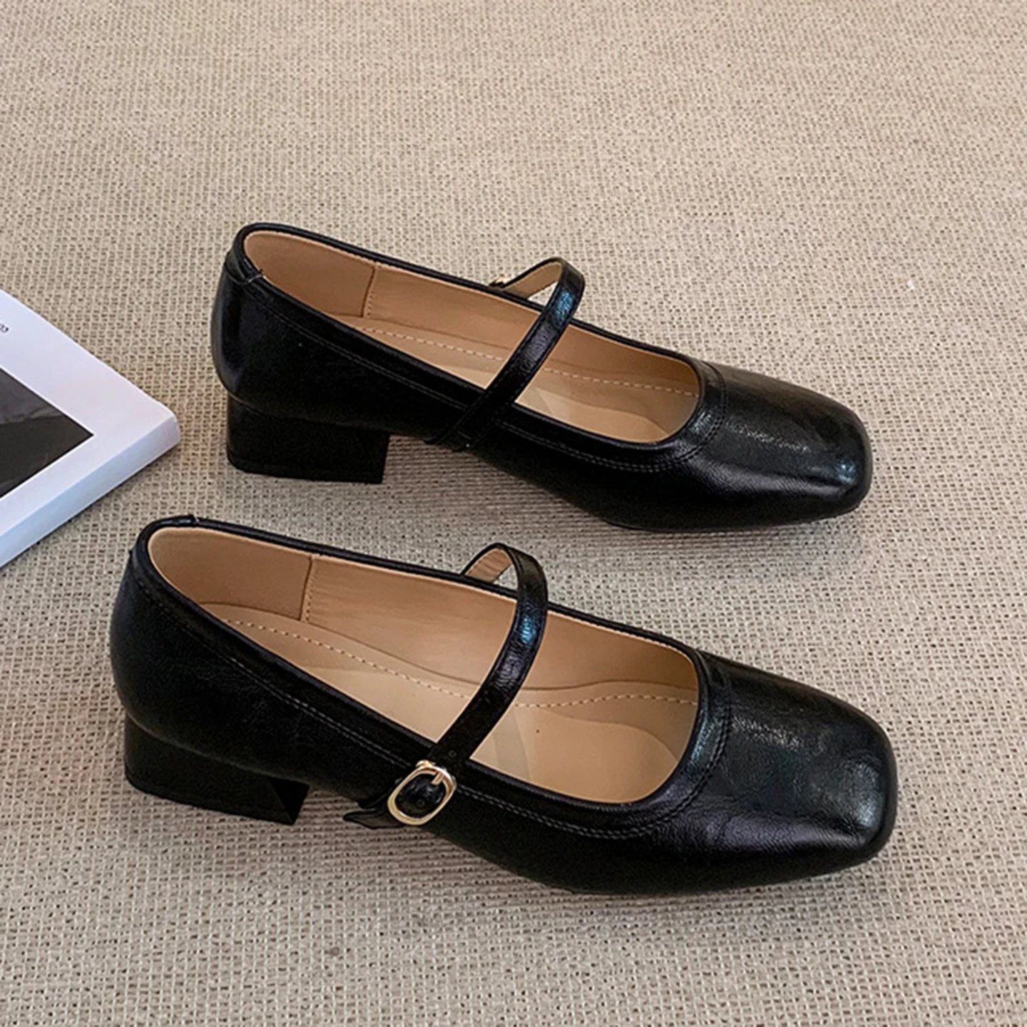 Zapatos Mary Jane de tacón grueso para mujer, novedad 2026, de moda, con punta cuadrada poco profunda, zapatos individuales para mujer, para fiesta al aire libre, talla 32-43