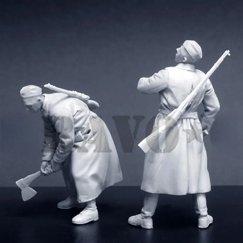 1/35 Scale Resin Figure Assembled Model Kit Historical Hobby Miniature Soviet Red Army Logging 2 Soldiers Unassembled Unpainted