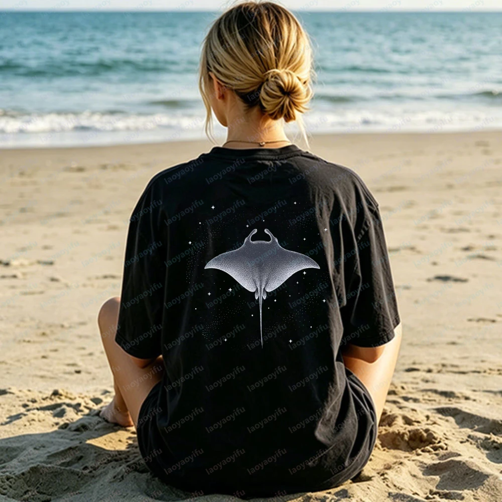 Manta Ray Stingray Cotton Tshirts for Men and Women Cozy Sea Life Tee for Ocean Lovers Scuba Divers Harajuku Fashion Clothes