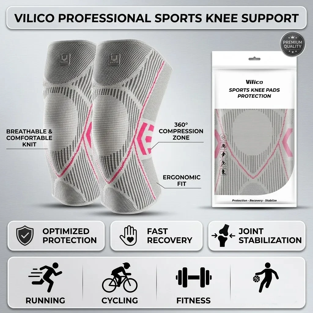 VILICO Sports Knee Pads, Breathable Knit, Non-Slip, Suitable for Men and Women, Ideal for Playing Basketball Outdoors