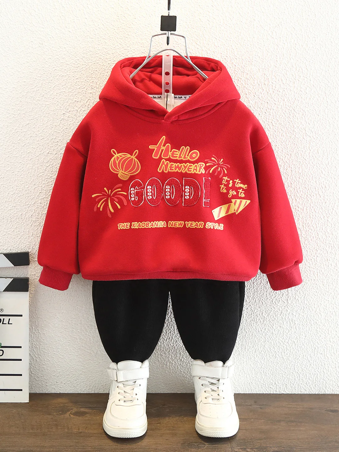 

Boys' Fce Lined Hoodie Thiened Autumn Winter Sle Inteated Design Breathable Antibacterial Cotton Children's Wear