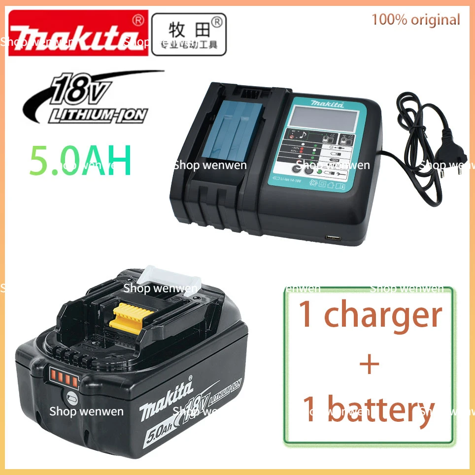 

Makita Original 18V 5000MAH 5.0AH Rechargeable Power Tool Battery LED Lithium Ion Replacement LXT BL1860B BL1860 BL1850