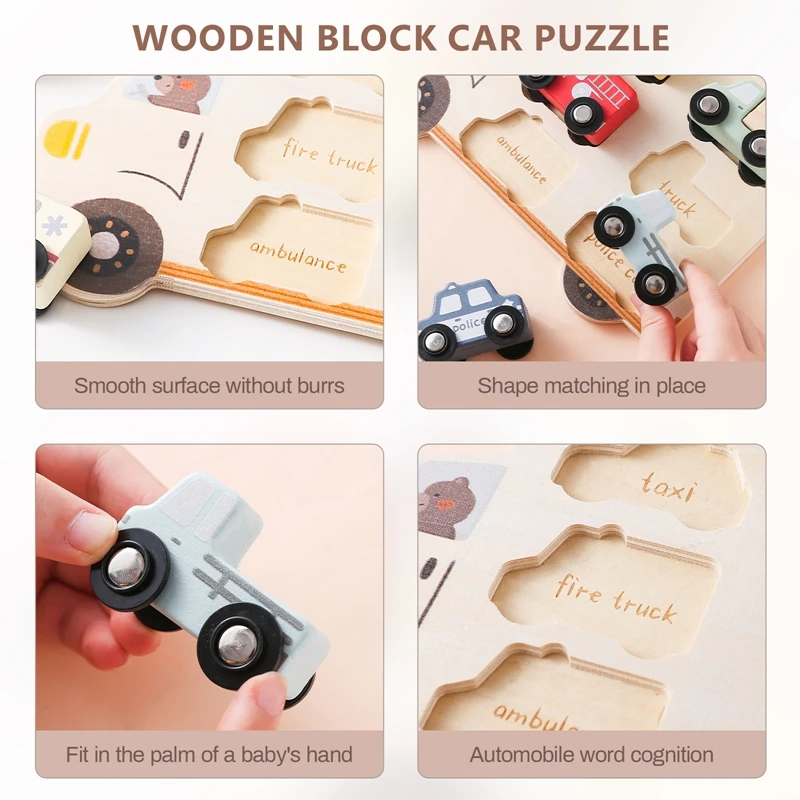 Wooden Jigsaw Puzzle For Babies 3D Traffic Wood Blocks Car Blocks Montessori Education Learning Puzzle Matching Game Baby Gifts