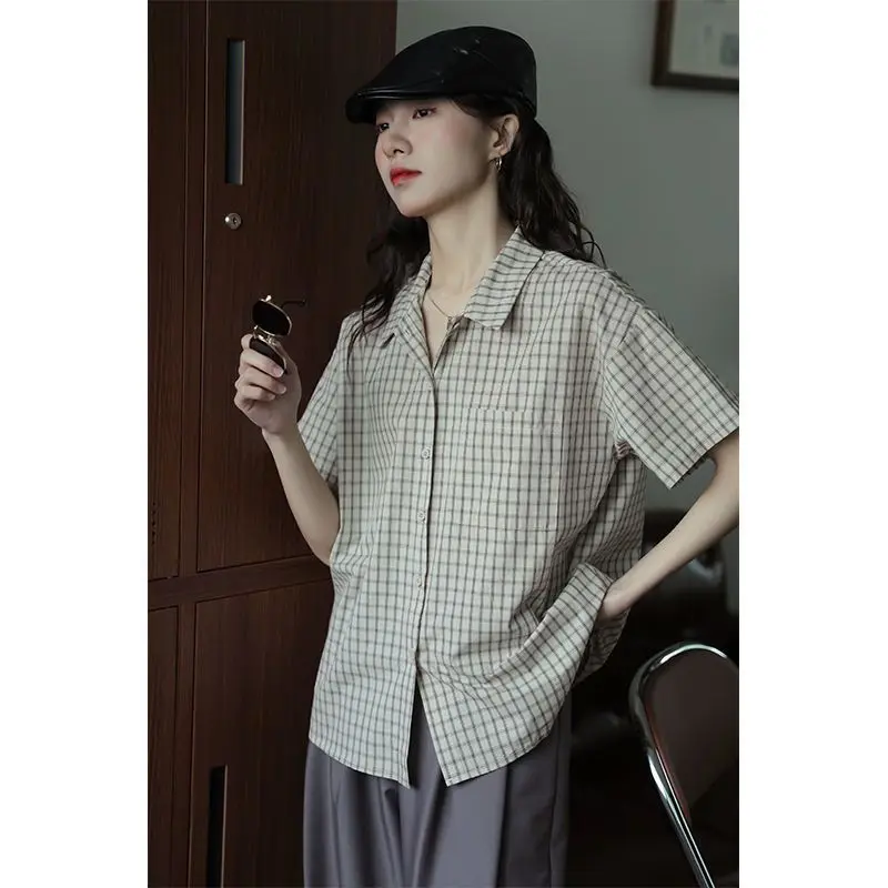 XEJ Chiffon Blouse Elegant Social Women\'s Shirt Korean Style Women Clothing Women\'s Summer Tops 2024 Women\'s Plaid Shirt