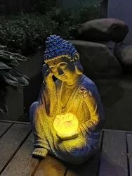 Outdoor Zen Buddha Statues Garden Decoration Yard Country House Orchard Gardening Solar Lamp Sculpture Ornament Craft Customized