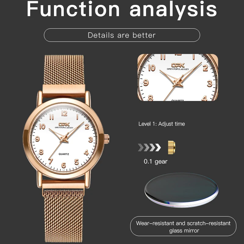 OPK 8115 Women Watches Fashionable Simple Original Quartz Wristwatch Waterproof Mesh Belt Ladies Watches Girls Gifts Reloj