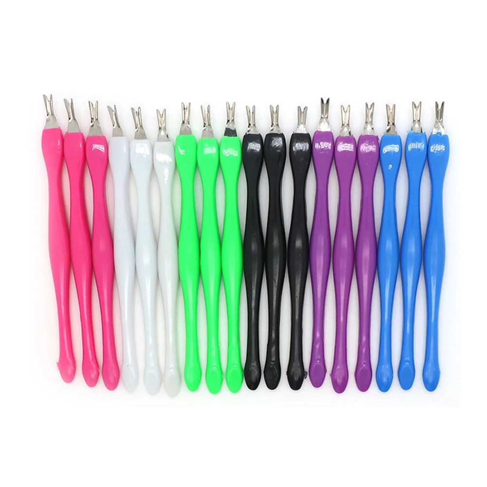 50Pcs Nails Cuticle Pusher Cutters Trimmer Cuticle Fork Stainless Steel Cleaner Dead Skin Removal Plastic Handle Practical Tool