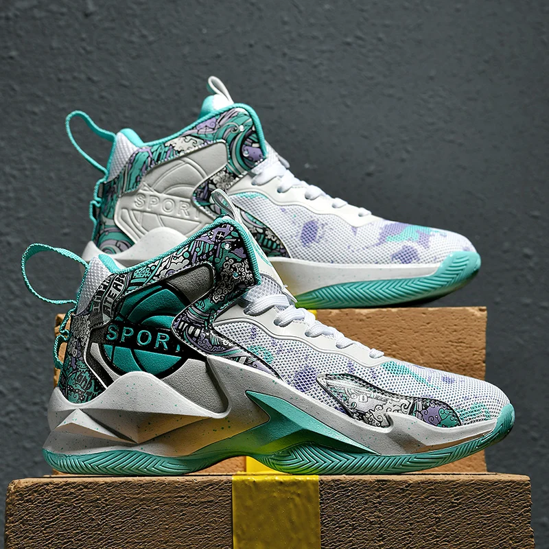 

Мужские баскетбольные кроссовки, дышащие противоскользящие резиновые высокие тренировочные кроссовки, студенческие профессиональные тренировочные баскетбольные ботинки для подростков, мужские