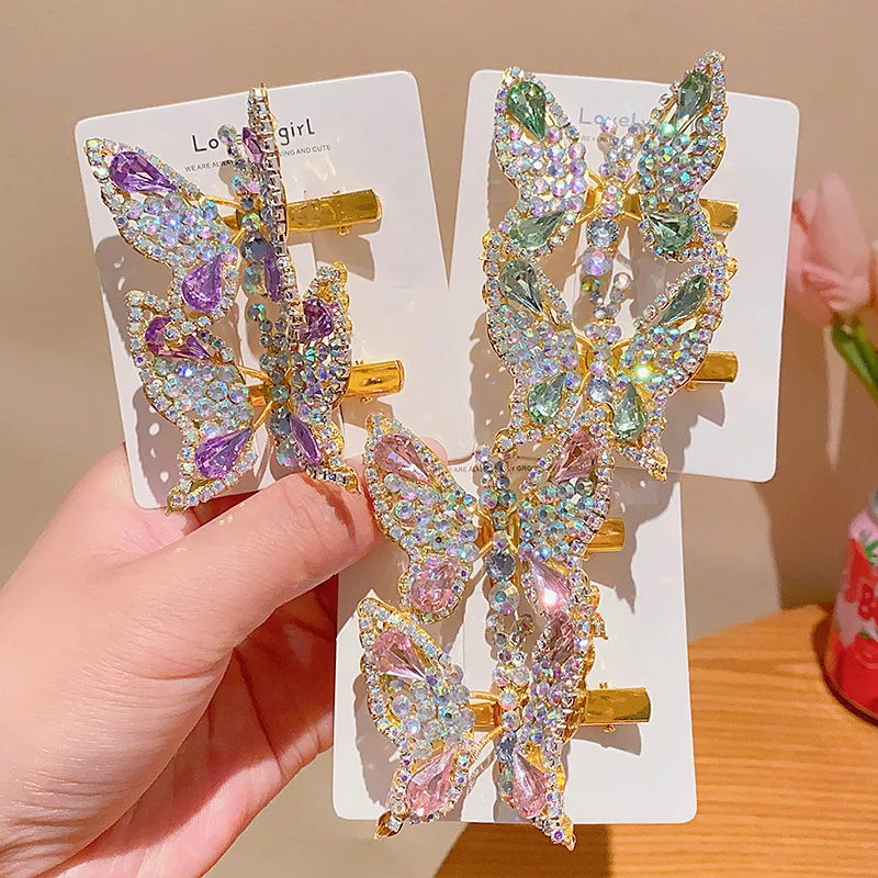 Flash Diamond  Butterfly That Will Shake Hairpins Lovable Children Headwear Girl Clip Woman Barrettes Hairgrips Hair Accessories