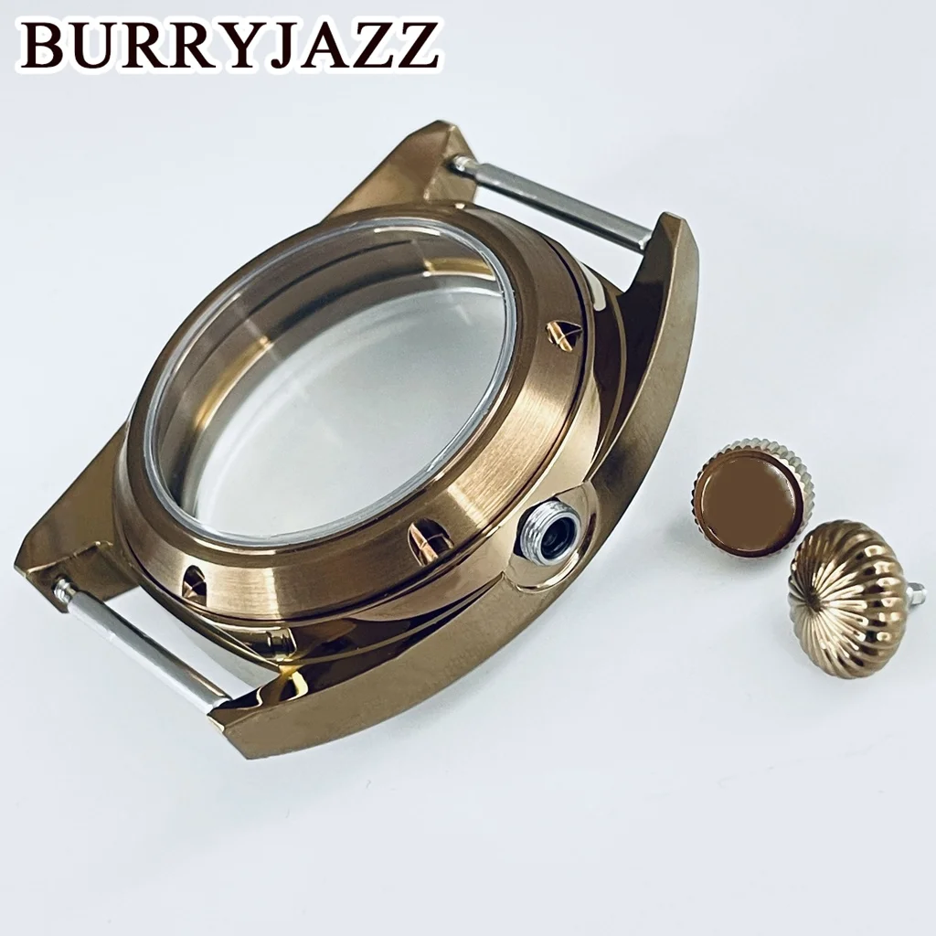 BURRYJAZZ-caja de reloj con movimiento, accesorio resistente al agua con corona grande/corona pequeña de zafiro, 36mm/39mm, compatible con NH34, NH35, NH36, NH38, ETA2824, PT5000