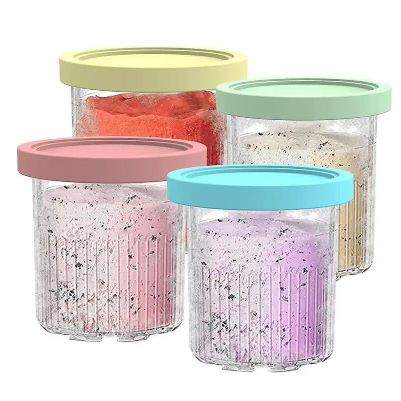 

Ice Cream Containers With Lids 4pcs Storage Pint Container Storage Organizer With Tight Airtight Lid For Gelato Sorbets Ice