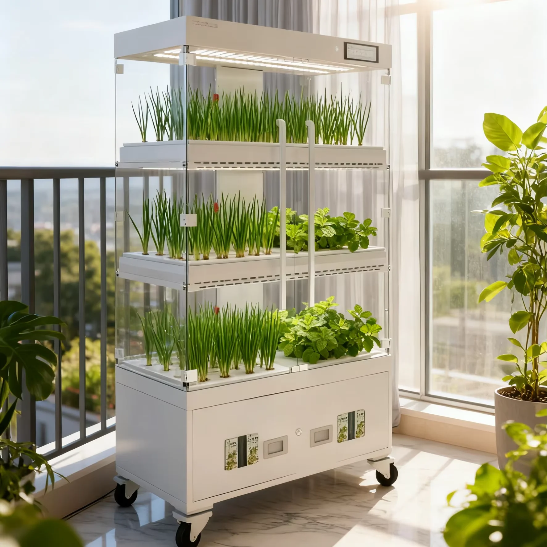 WiFi Enabled Automatic Soilless Cultivation EquipmentIntelligent Indoor Hydroponic 3-Layer Glass Cabinet Planting System