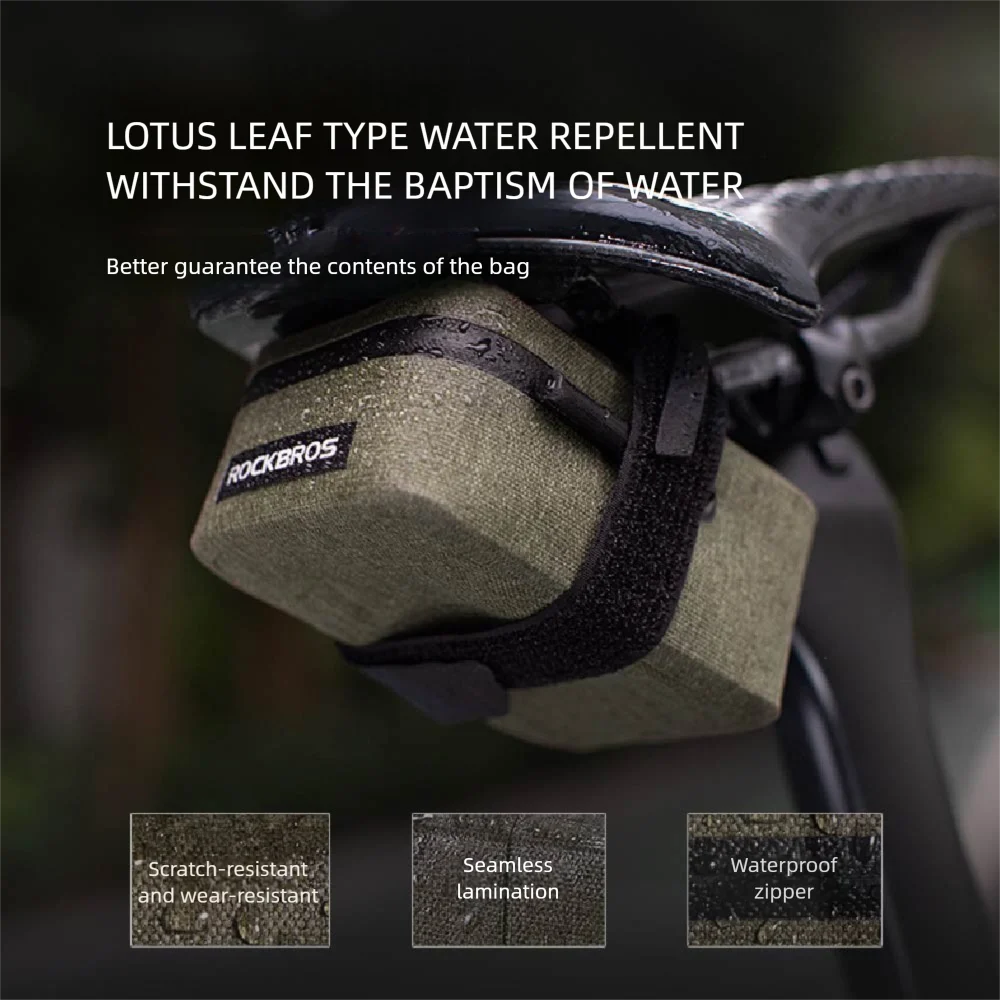 

ROCKBROS Bike Saddle Bag Waterproof MTB Road Bicycle Bag Portable 0.4L Mini Tail Bag Lightweight Cycling Bag