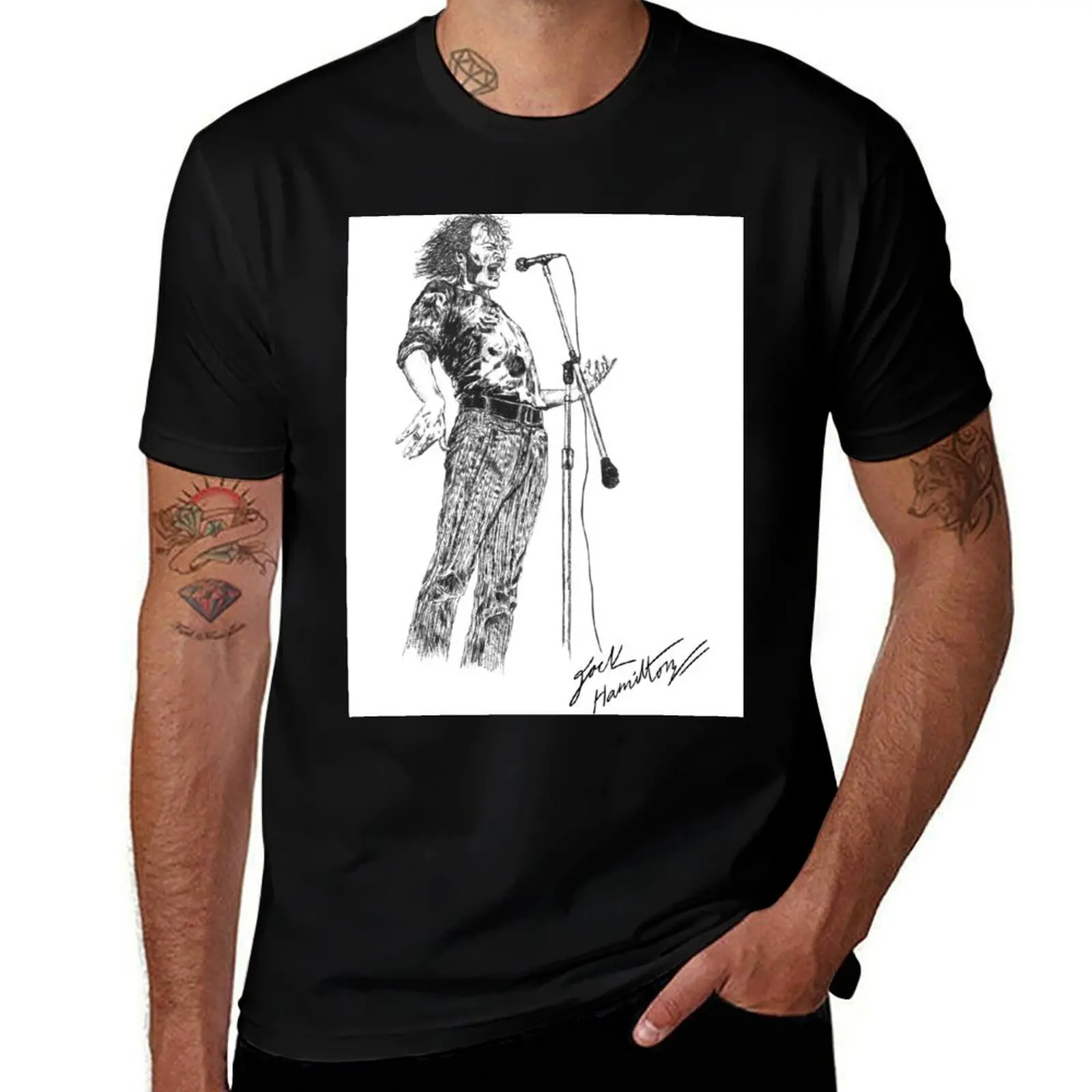 

Joe Cocker Original Hand Drawn Ink Artwork T-Shirt Minimalist Graphic Tee Shirt