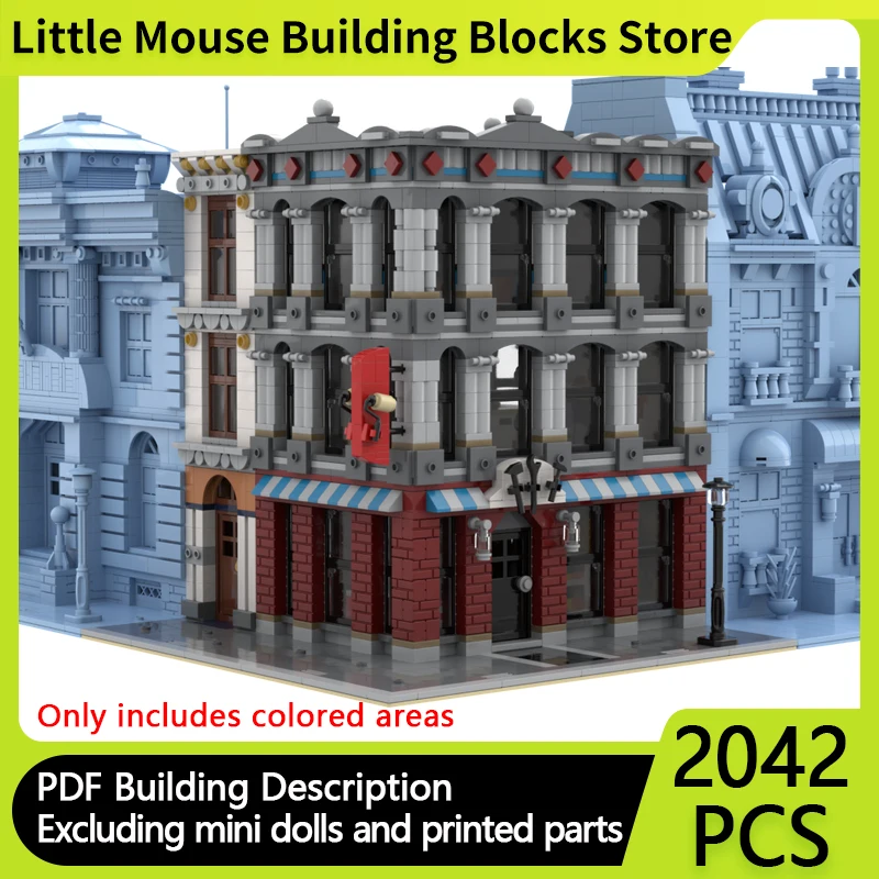 

City Street View Model MOC Building Bricks Hardware And Paint Stores Modular Technology Gifts Holiday Assemble Children Toy Suit