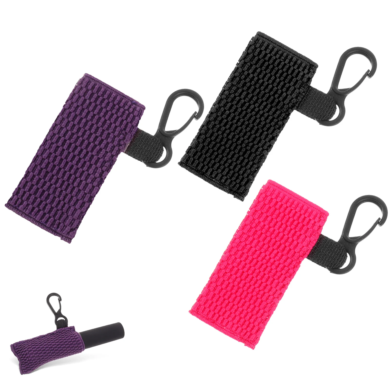 3 個のリップクリームホルダーキーホルダー軽量クリップオン保護口紅カバー便利なポータブルキャリアジムバッグベビーカー用