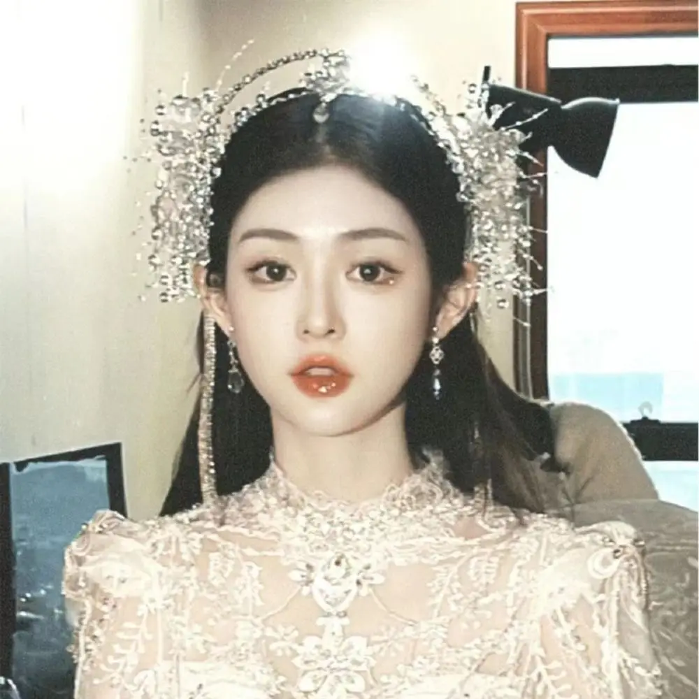 Mahkota Kristal Pengantin Peri Anting Kristal Berkilau Tiara Jepit Rambut Kristal Berkilau Manik-Manik Jernih Ikat Kepala Berhias Berlian Imitasi Ulang Tahun