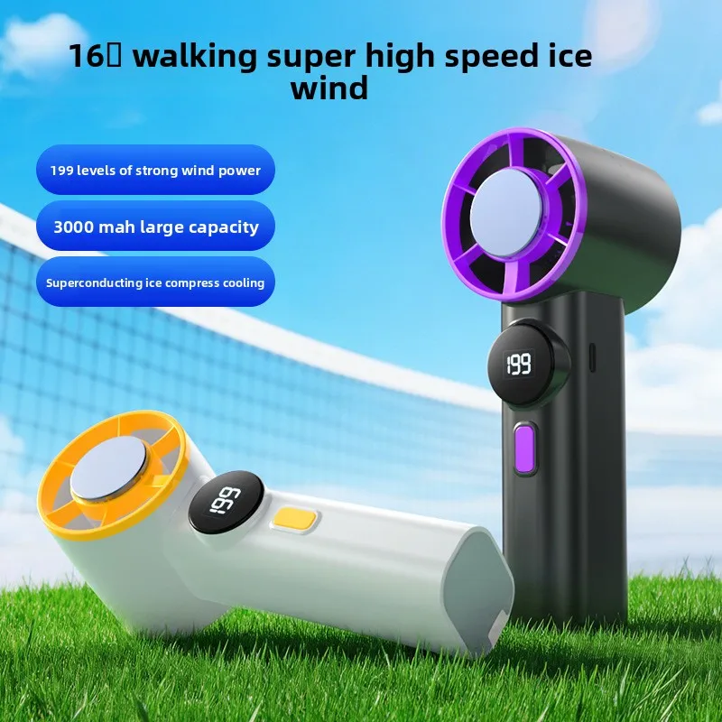 Handheld Ice Compress Cooling Fan 199 Speeds High Wind Power Long Endurance Portable Mini Cooling Fan