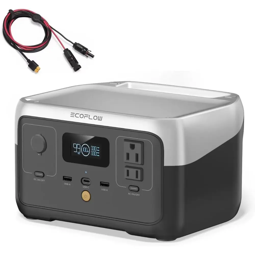 

RIVER 2 Portable Power Station, 256Wh LiePO4 Battery, 1-Hour ast Charge, Up to 600W AC Outlets, r Generator or Camping/Outdoor/H