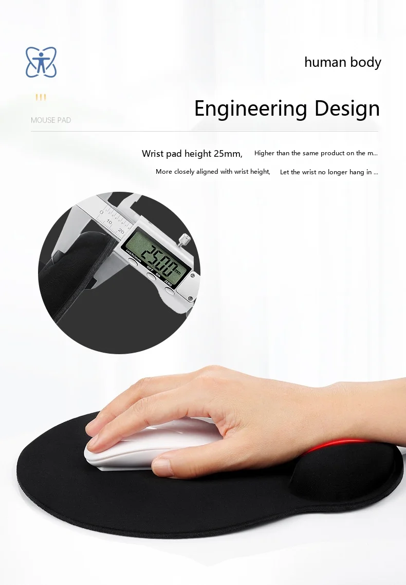 Schaumstoff-Handgelenkauflage, Mauspad, Tastaturauflage, 5-in-1-Set, ergonomische, rutschfeste Schreibtischunterlage für Büro und Gaming – Detail 5