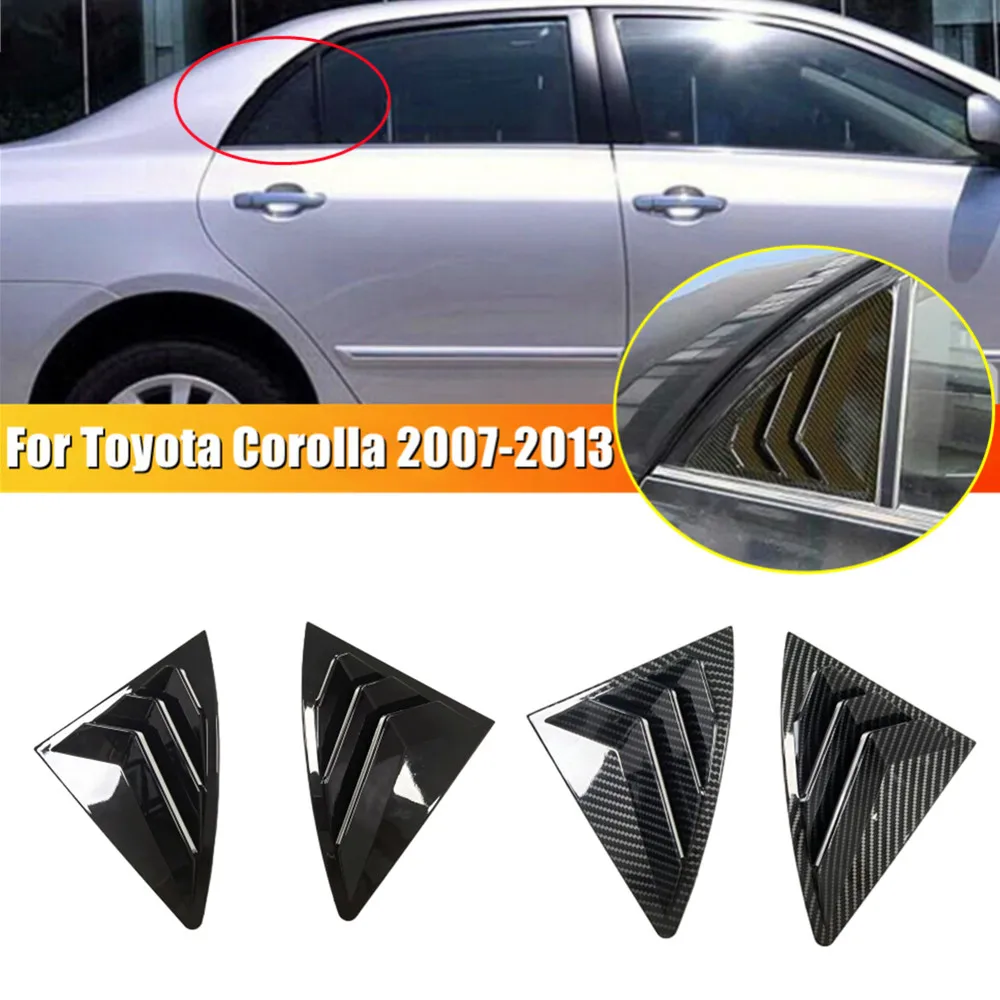 Para toyota corolla 2007 2008 2009 2010-2013 abs plástico janela traseira quarto grelha capa lateral ventilação guarnição acessórios adesivos do carro