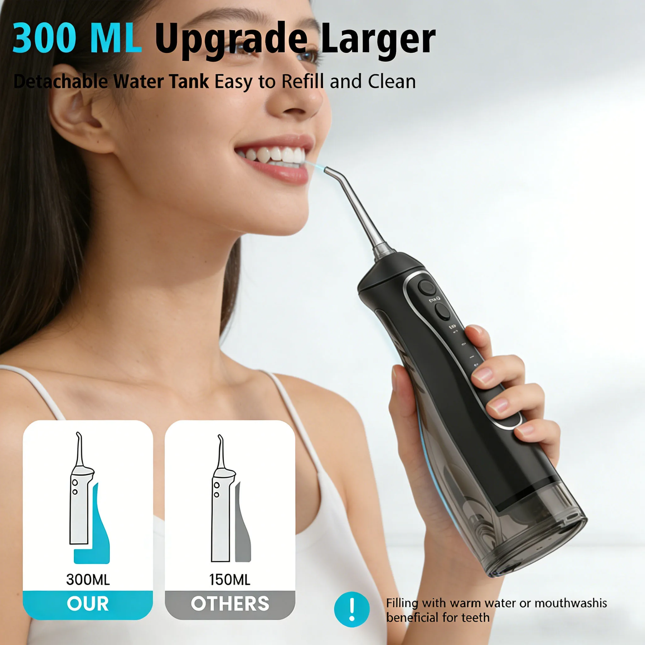 

Зубная мойка Yunchi, 300 мл, электрическая сепарационная насадка для очистки воды, может вращаться для ополаскивания зубных щелей без мертвых углов