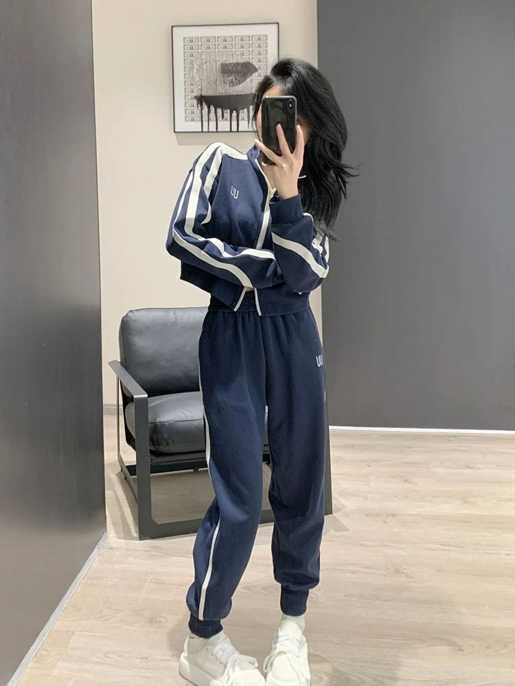 Spring Autumn Women Jacket Two Piece Set Female Sports Suit Casual Oversized Coat Zipper Sweatshirts and Trouser Tracksuits