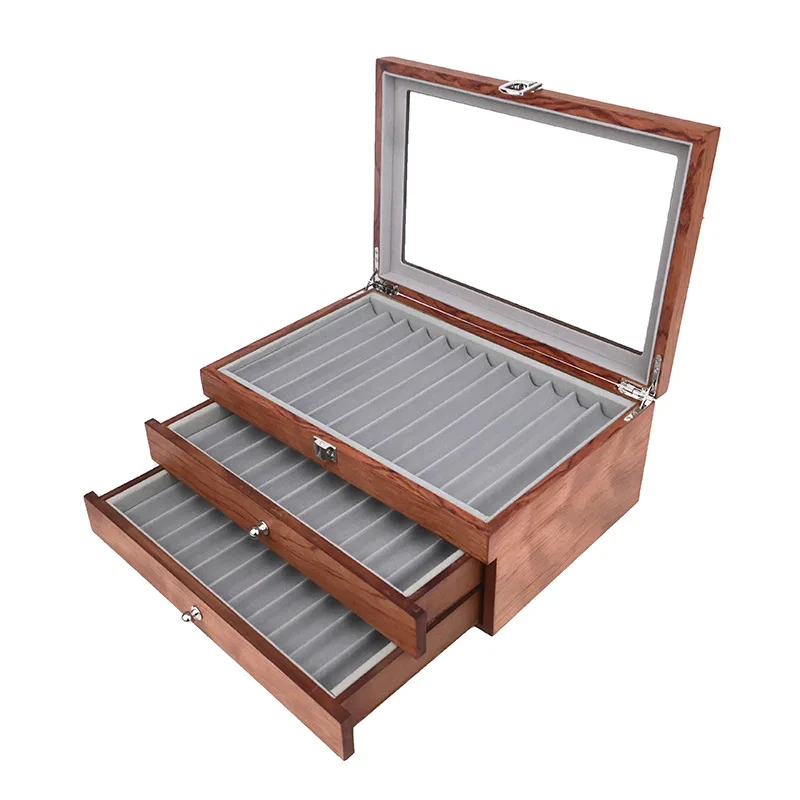 Imagem -02 - Madeira Fountain Pen Display Case Caixa Organizadora Vidro Pen Storage Case Papelaria Coreano Material Escolar Escritório 12 23 34