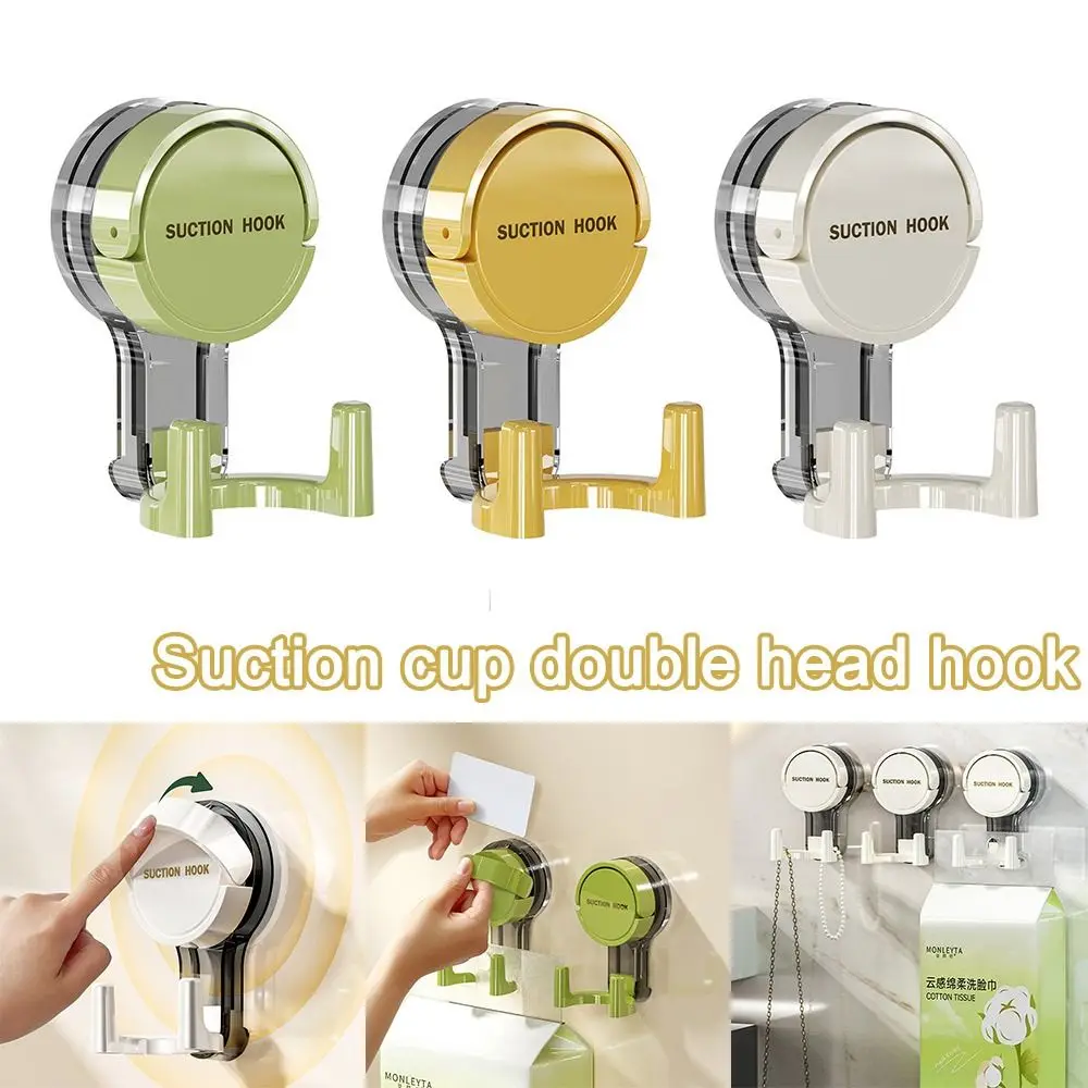 

Self-adhesive Suction Cup Double Head Hooks Removable Multifunctional Keys Clothes Hooks Wall Mounted No-Drilling