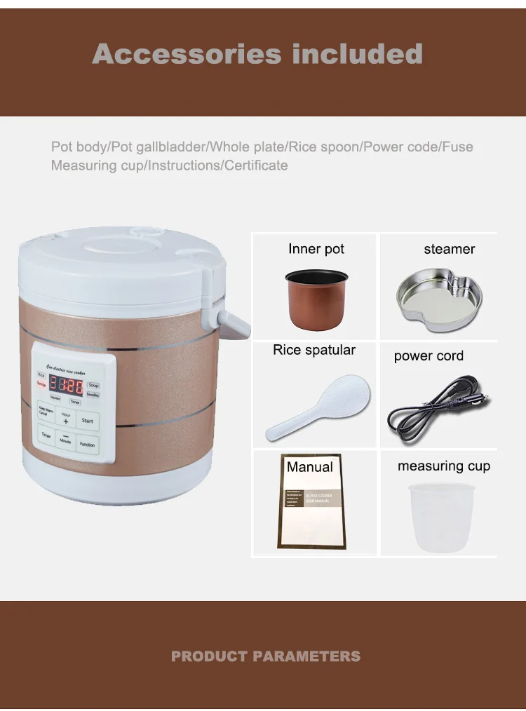 

1.6L 12-24V Multifunction Electric Rice Cooker Steamer for Camping