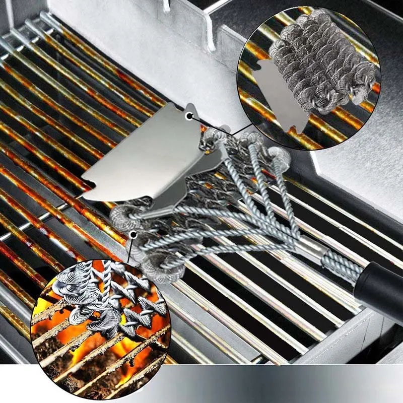 18inch Grill Grate Cleaning Brush with Scraper Stainless Steel BBQ Rack Cleaning Brush Grill Cleaner Bathroom Floor Clean Brush