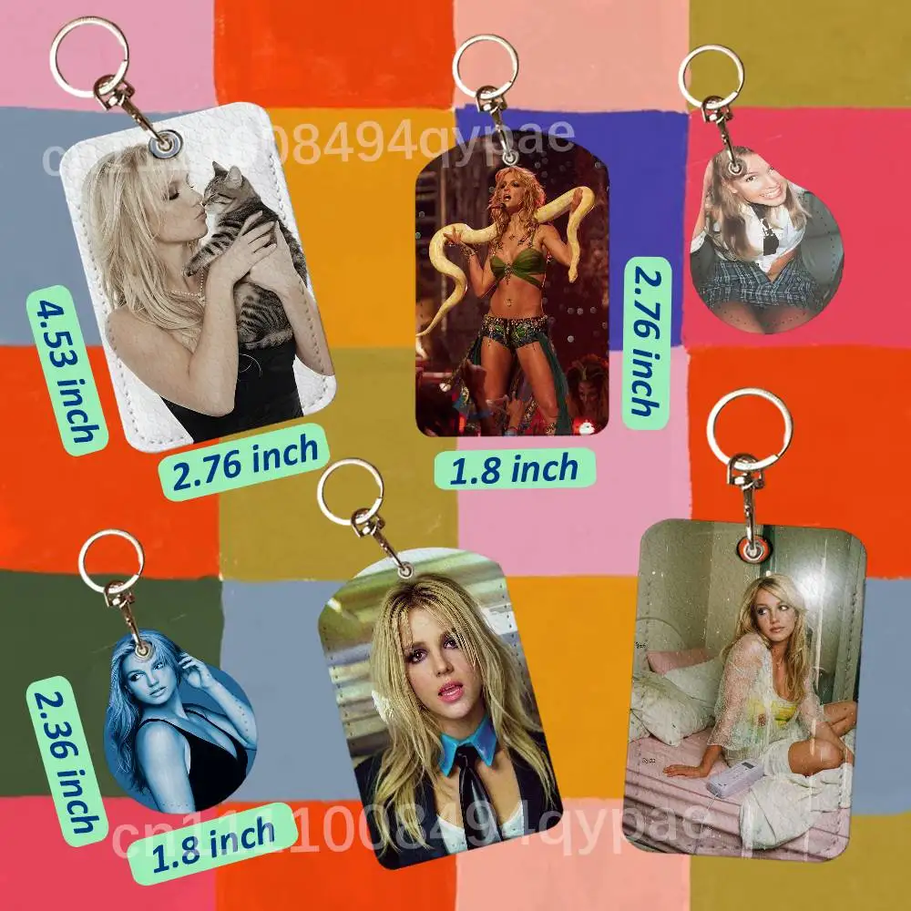 In The Zone B-Britney Spears Toxic 1PCS Leather Card Holder Keychain Door Lock Tags ID Card Case Access Card Bag Key Tag Ring