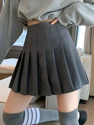 Gonne A pieghe da donna bianche estate A vita alta con cerniera ragazze che ballano JK minigonne studente di moda nero una linea Faldas 2024
