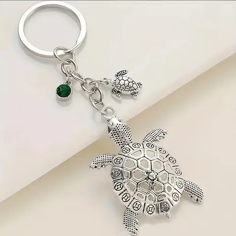 Cute Sea Turtle Keychain Metal Hollow Tortoise Pendant Key Holder Women Men Handbag Backpack Charms Accessories Ocean Lover Gift