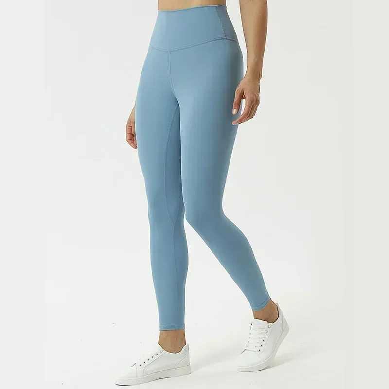 Yoga Damen doppelseitig gebürstete enge Hose mit pfirsichfarbenem Gesäß, hohe Taille, hebendes Gesäß und schlankmachende Fitnesshose