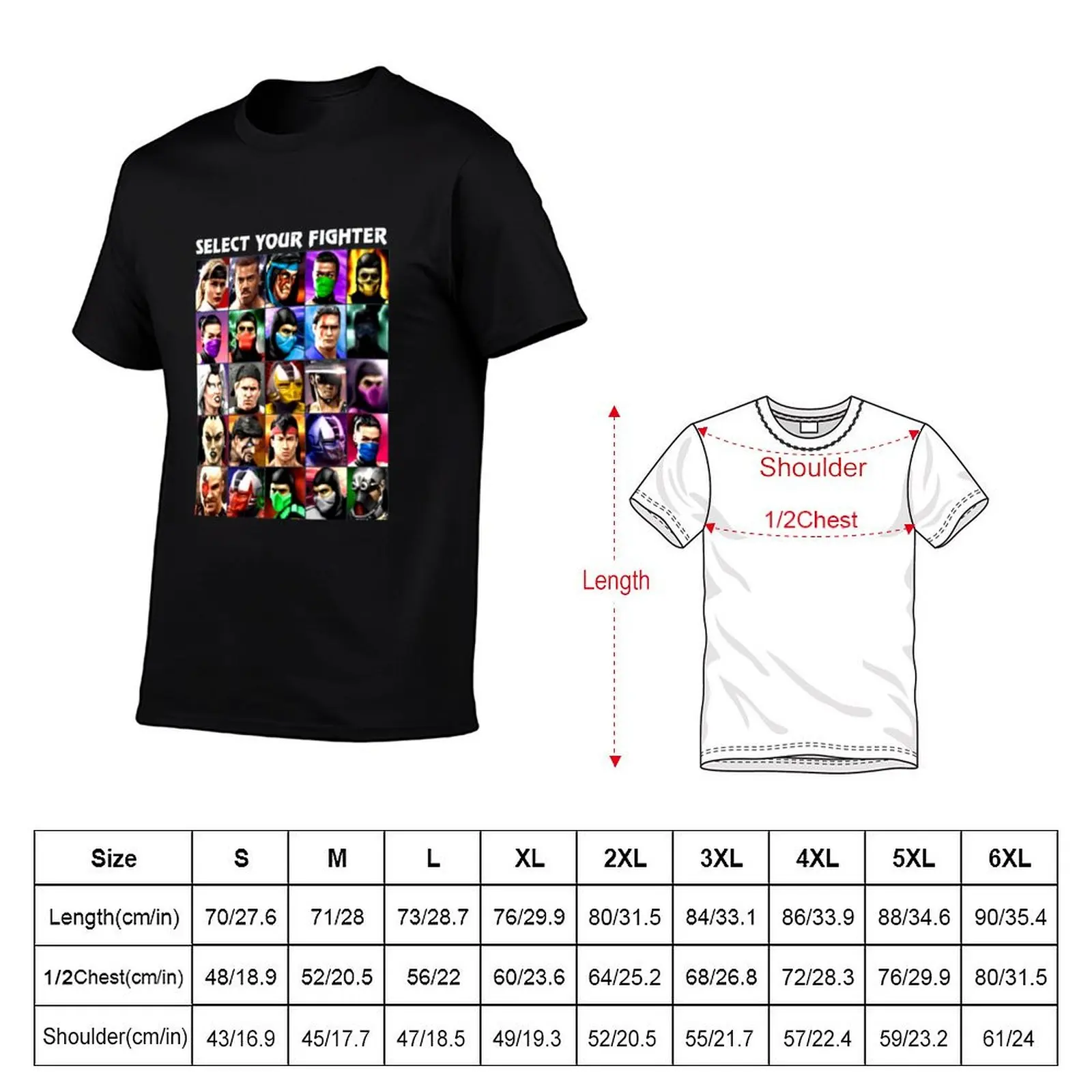 Select Your Fighter UMK3 Mortal Kombat Black-Navy for Men-Women T-Shirt Large Size Casual Short Sleeve Top