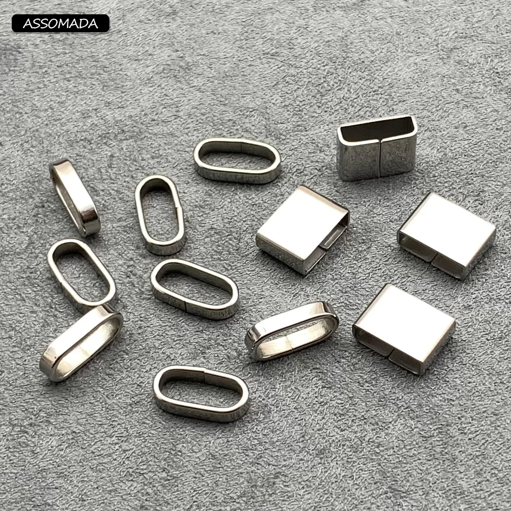 5/10pcs Stainless Steel Clasp For Leather Silicone Bracelet Crimp Jaw Hook Watch Band Clasp Connect Lace Buckle Jewelry Making