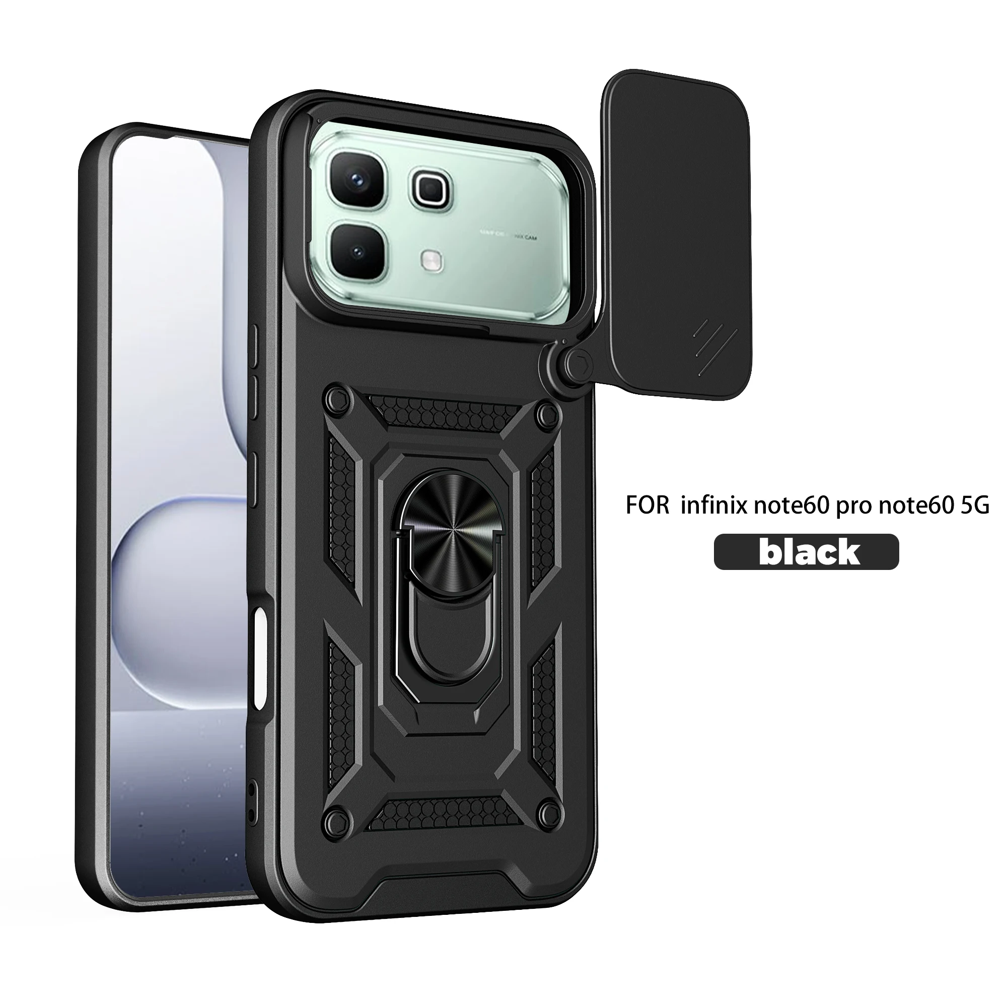 For Infinix Note 60 Pro Case Infinix Note 60 Cover Magnetic Ring Holder Armor Phone Case Slide Camera Protect Back Cover
