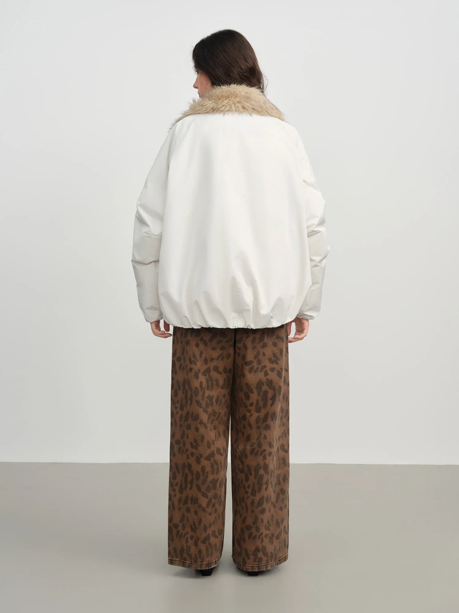 Fsle 2025 inverno feminino jaqueta curta estilo celeiro-casaco parka utilitário de grandes dimensões gola de pele de pelúcia multi-bolsos para conforto casual