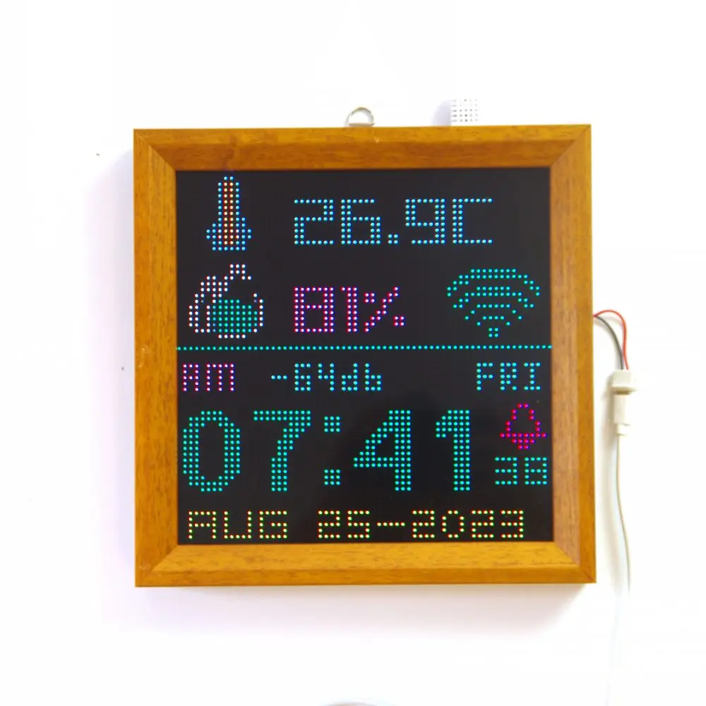 NTP Clock Digital Alarm Clock Electronic DIY Temperature and humidity display DHT22 Colorful LED display bedroom living room