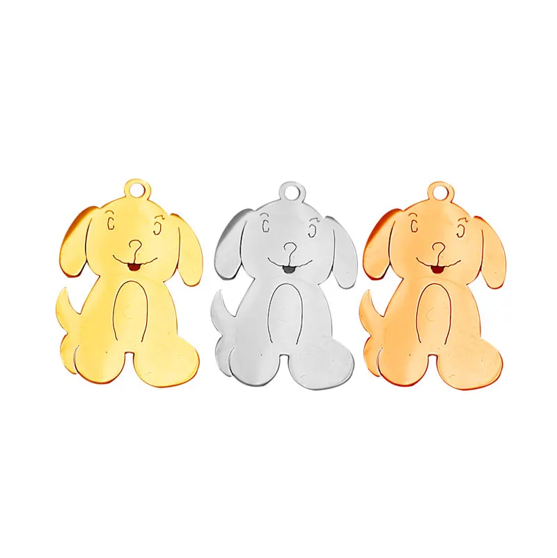 Everfast  10pc/lot DIY Big Dog Stainless Steel Animal Medal Charms Pendant Making Jewelry Parts Customized Items Are Welcomed