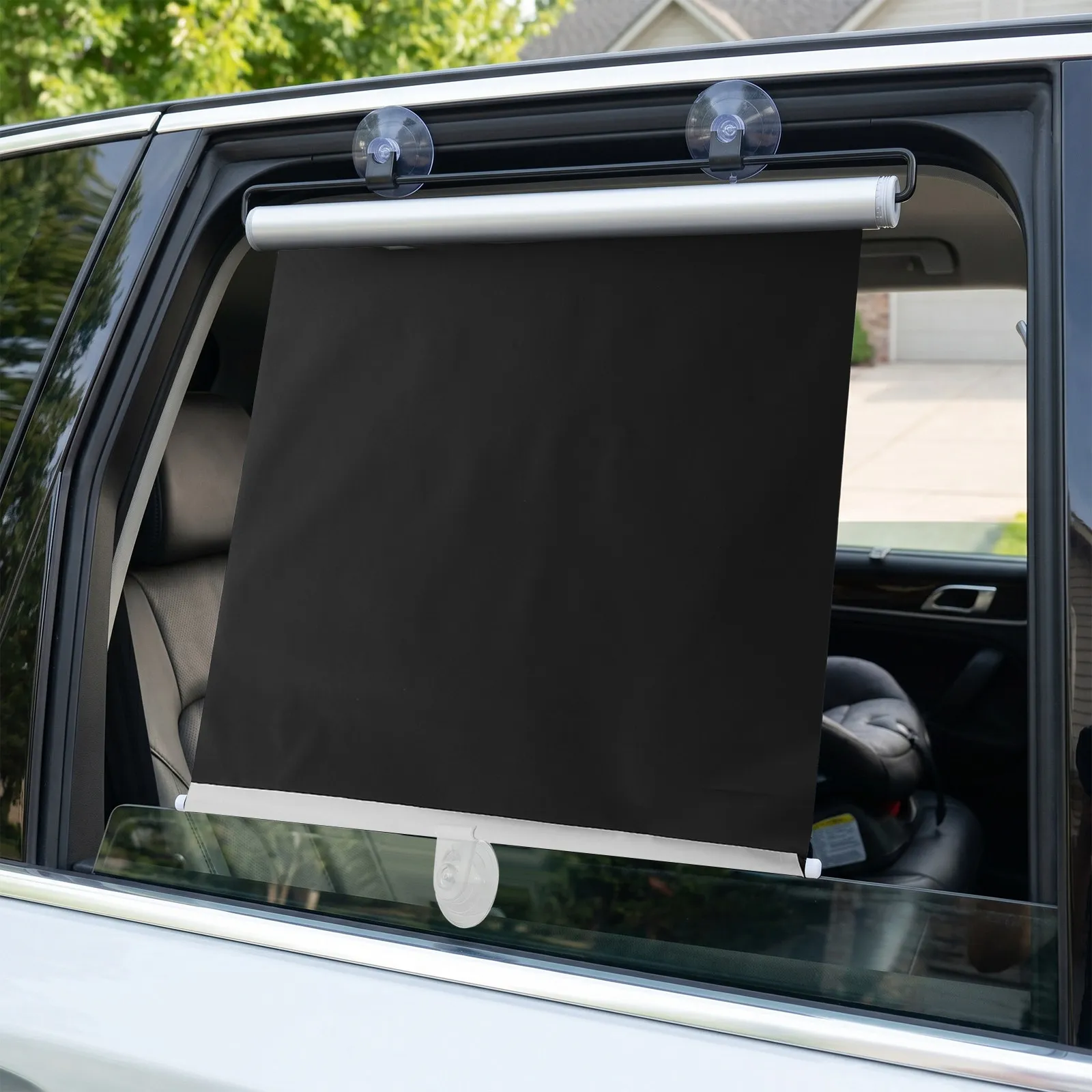 Blackout Roller Window Shade No Drill Suction Cup Retractable Thermal Privacy Blind for Bedroom