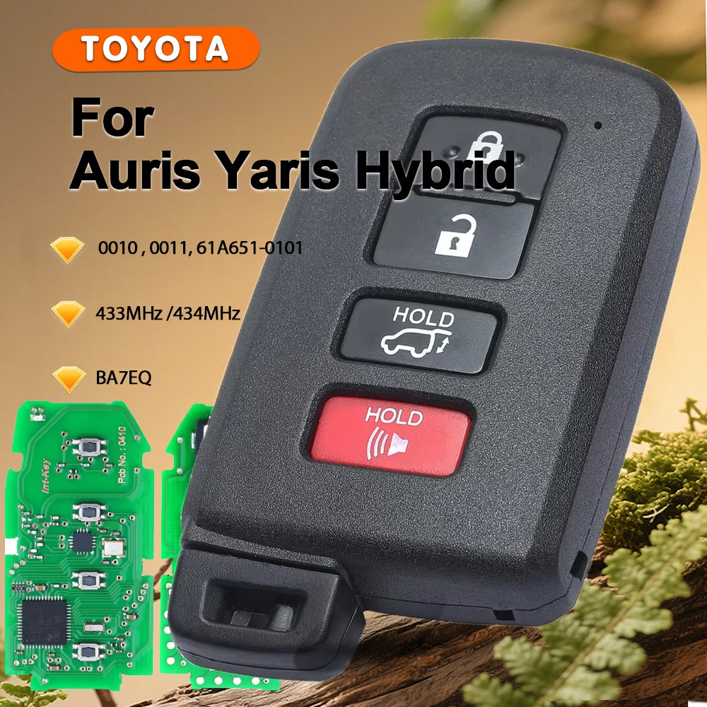

KEYECU для Toyota Auris Yaris Hybrid Smart Board ID 0010 0011 61A651-0101 Дистанционный брелок FSK 433 МГц/434 МГц 88 чипов