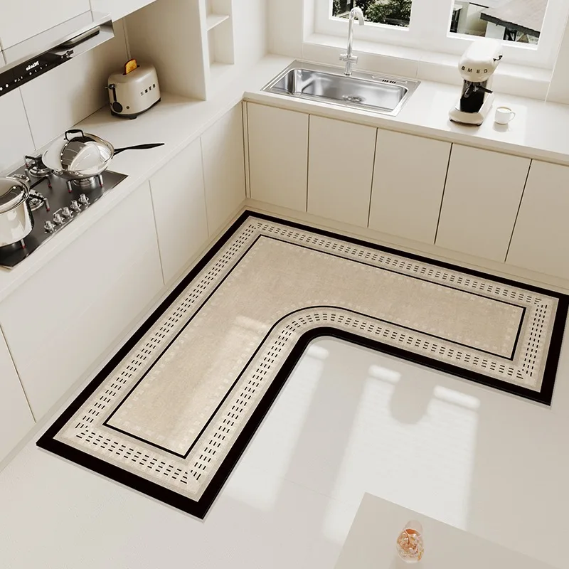 

Kitchen Carpet Oil-proof Anti-fouling Scrubbable PVC Leather Floor Mat L-shape Waterproof Non-slip Household Rug 주방 카펫 Alfombras