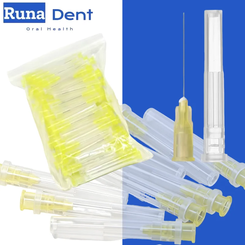 100Pcs Endo Irrigation Needle Tips 30GA Plain Ends Notched Dental Syringe Endodontic Tool Set