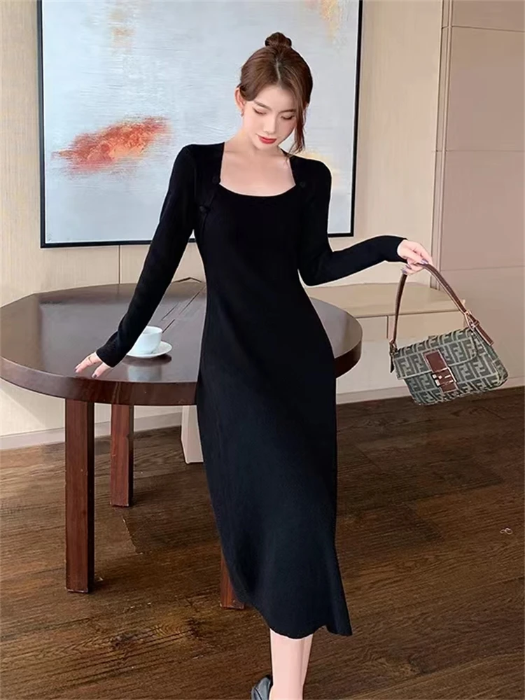 Spring Women Dress Bodycon Mini Evening Female Vintage Party Knitted Women Dresses Girl Casual Vestido Prom Sexy Skinny Fall Y2K