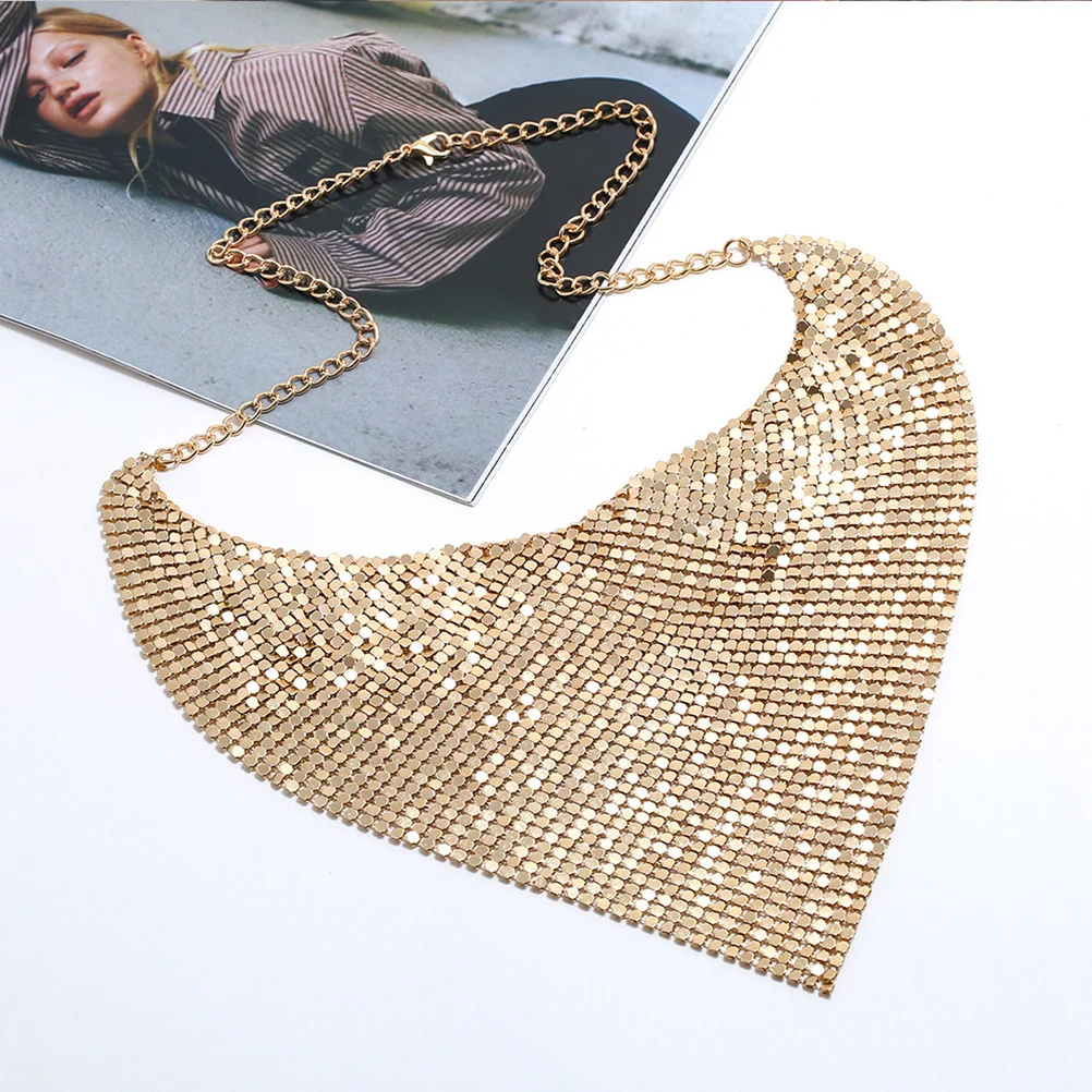 

Metal Plate For Women Fashionable Sequins Tassel Bib Collar Clavicle Bib Necklace Chain Scarf Jewelry Accessory