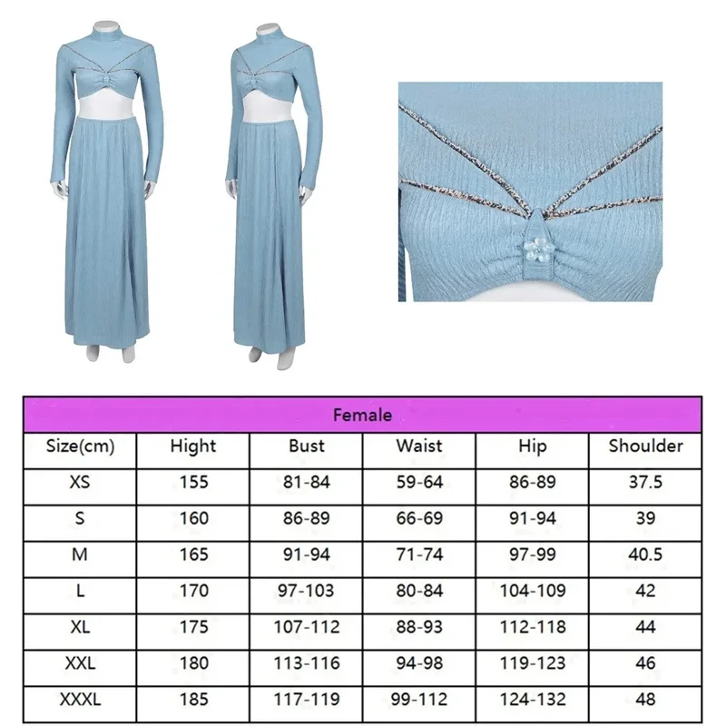 فيلم الفضاء معركة بادمي الكبار أميدالا فستان أزرق تأثيري حلي تمويه فستان هالوين كرنفال حفلة تأثيري