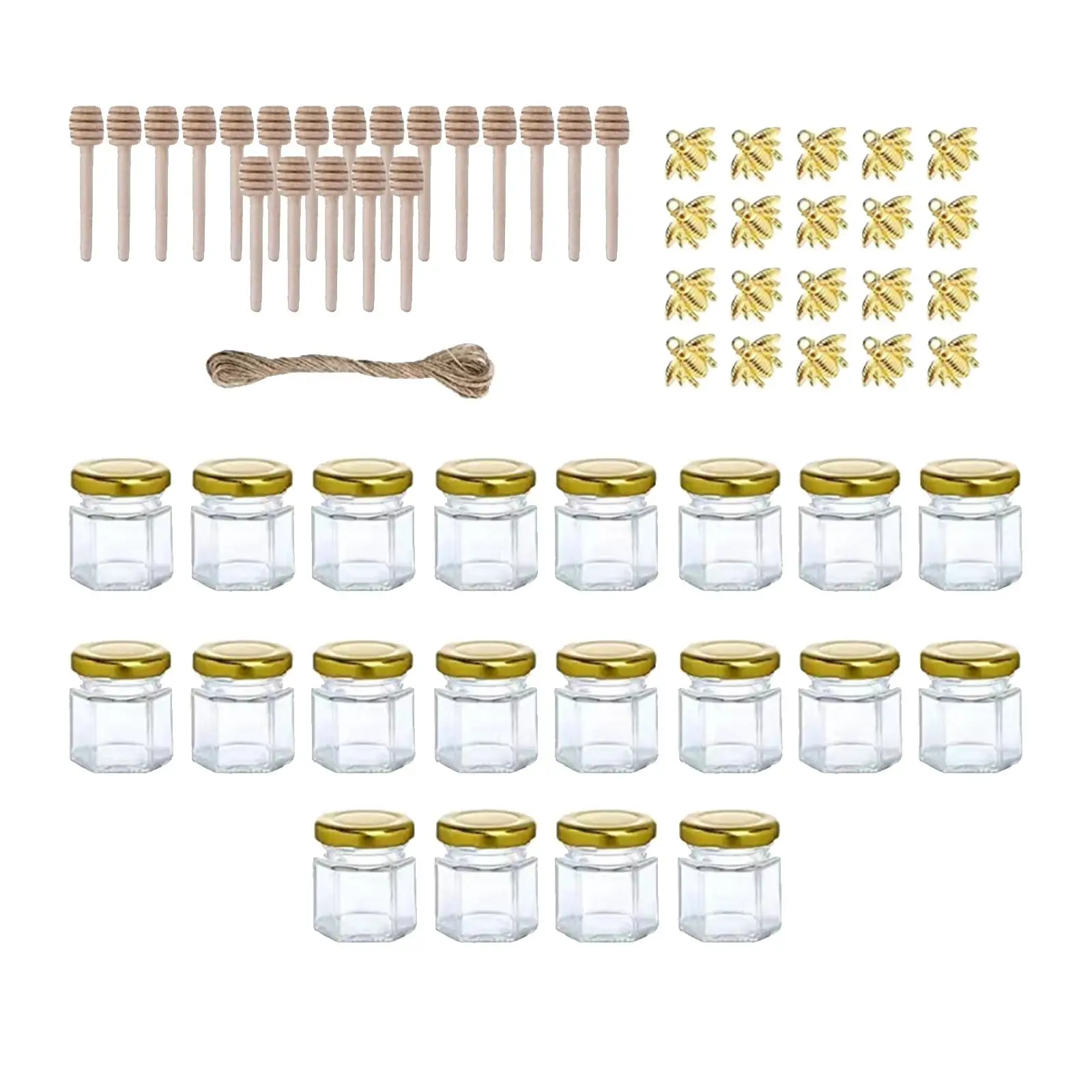 20x Small Glass Jars Honey Jars for Canning, Storing, and Decorative Purpose Candle Making Party Favors Liquids Honey