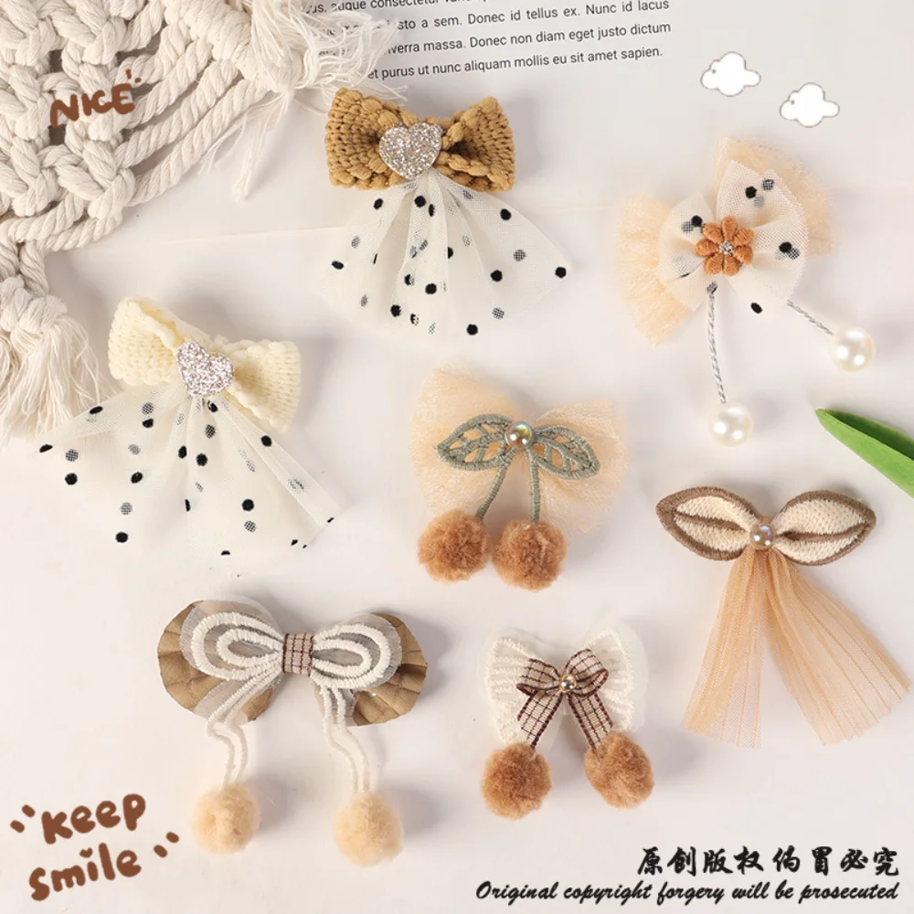 Children'S Decoration Sweet Mesh Tassel Bow Glitter Powder Bow Handmade Bow Embroidery Cloth Stickers For Hats Pants Jewelry